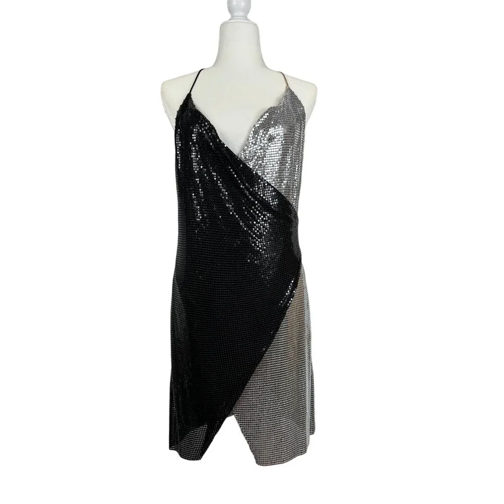 Alice + Olivia Ally Chainmail Halter Neck Dress Size 6